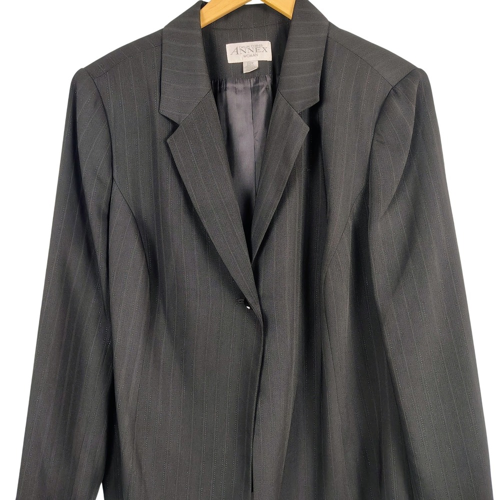 Casual Corner Womens 20W Pinstripe Blazer Black Officecore Professional SZ 20W